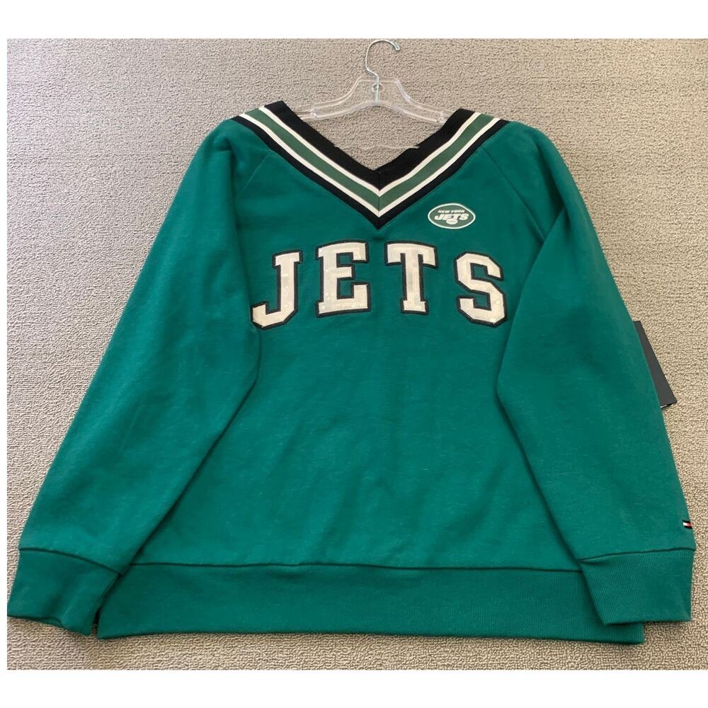 Tommy Hilfiger Women's XL Green Jets NFL Sweatshirt Pullover New With‎ Tags